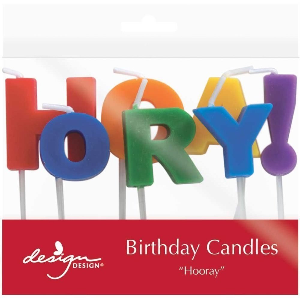 JAM Paper Specialty - 'Hooray!' Birthday Candle Set - 2 3/4" x 3/4" - 7 Candles